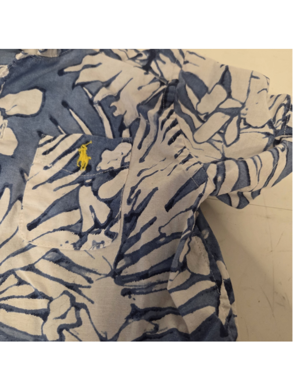 Polo Ralph Lauren Toddler Boy Blue Tropical Floral Linen Camp Shirt Size 3/3T - Picture 2 of 4